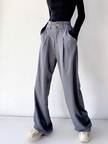 Fashion double waist wide leg suit mopping trousers