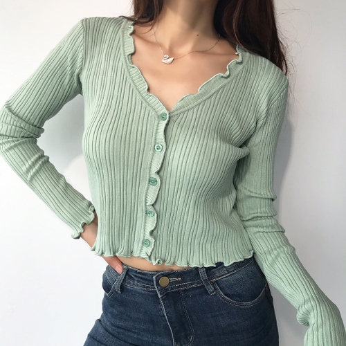 New women's single-breasted long-sleeved sweater