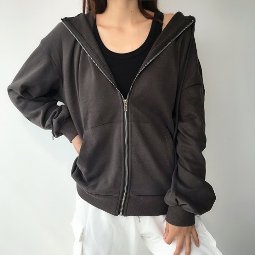 European and American lazy style sports jacket zipper cardigan top