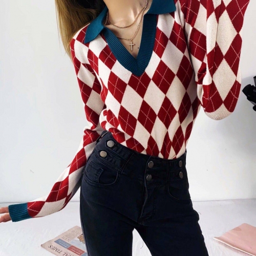 Loose long-sleeved knitted sweater top