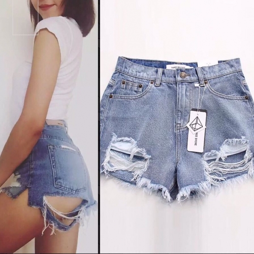 High waist slimming denim shorts