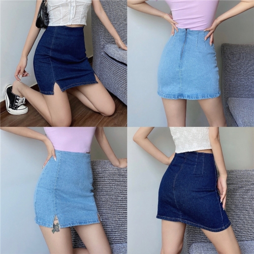 Stretch denim skirt