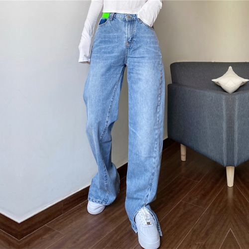 High waist loose straight wide leg pants