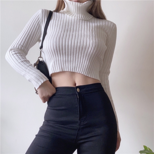 Sexy high waist short turtleneck sweater