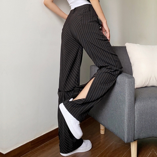 Pleated striped suit pants