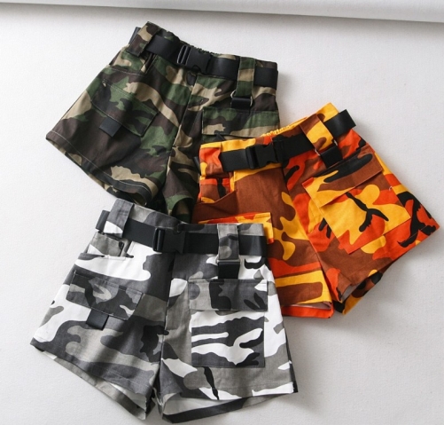 Sexy slim micro stretch camouflage shorts