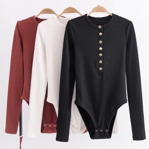 Retro slim gold long sleeve bodysuit