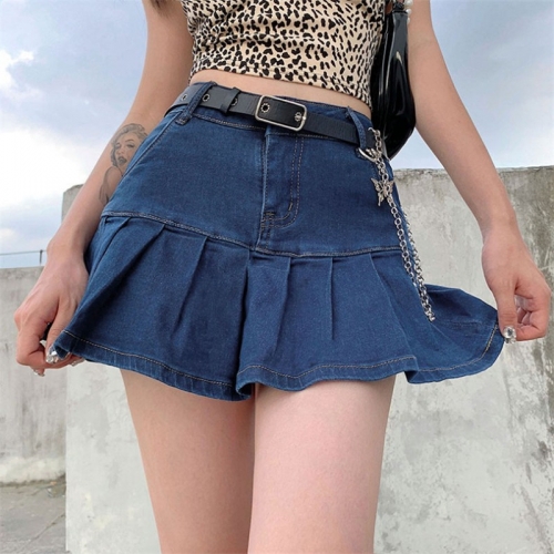 High waistband lined vintage denim skirt
