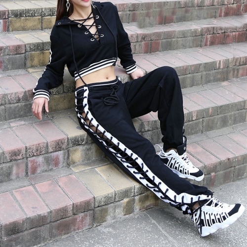 Side strap cutout casual pants