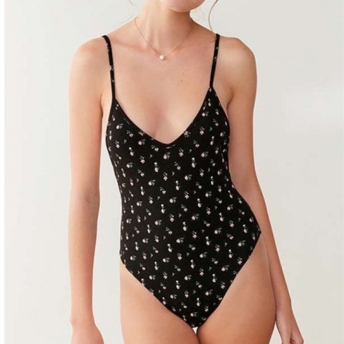 Thread print big halter bodysuit