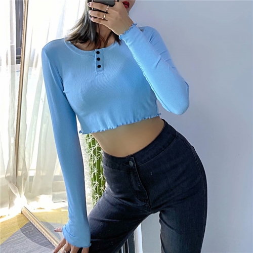 Sweet multicolor stretch long sleeve T-shirt