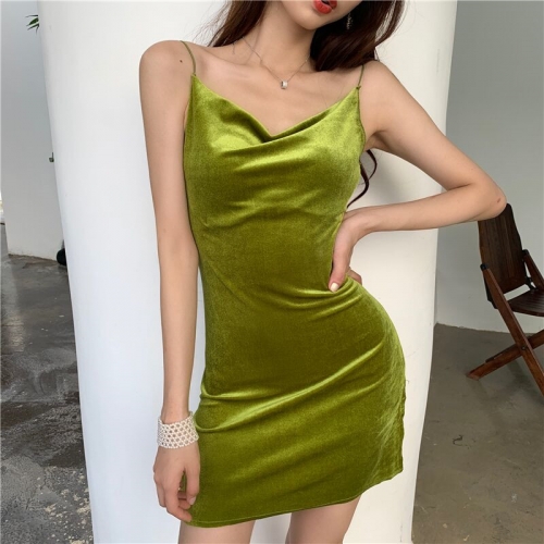 Sexy temperament halter strap dress