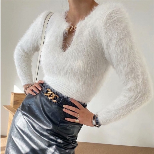 Short mink furry sweater