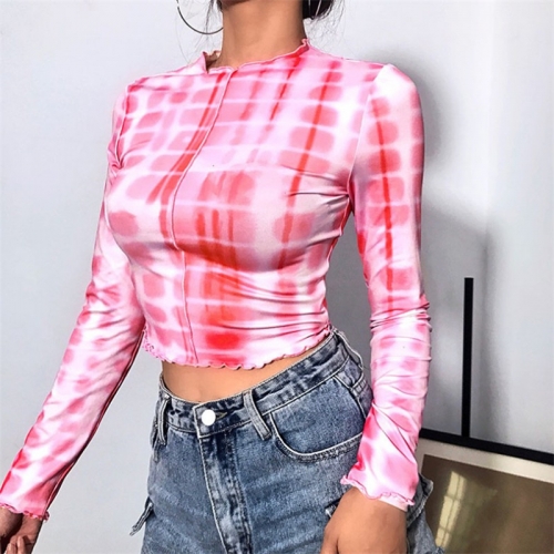 Tie-dye long-sleeved T-shirt