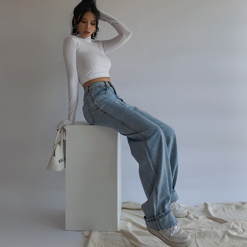 High waist wide leg pants autumn jeans