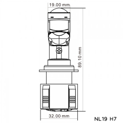 NL19 H7 LED projector lens headlight bulb