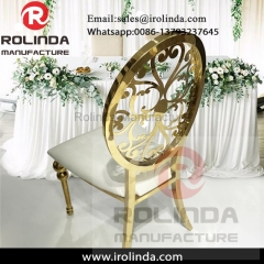 Gold frame back design modern pu leather wedding dining chair