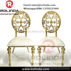 Gold frame back design modern pu leather wedding dining chair