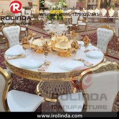 Nest shape gold base mdf top restaurant table and chair set