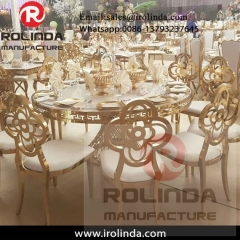 Nest shape gold base mdf top restaurant table and chair set