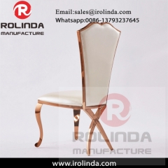 Wedding furniture royal stainless steel frame gold carved dining chair