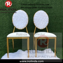 reception used aluminum white round back indoor banquet chair