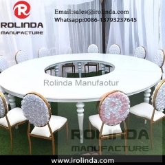 reception used aluminum white round back indoor banquet chair