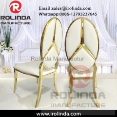 Stainless steel gold legs pu leather metal wedding dinning chair luxury