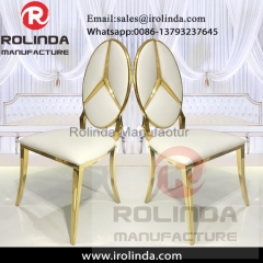 Stainless steel gold legs pu leather metal wedding dinning chair luxury