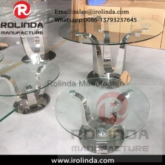 banquet  design  stainless steel round mirrored dining tables