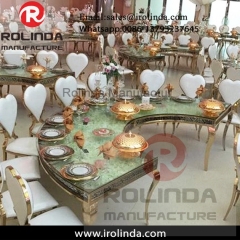 Mirror glass top romantic banquet furniture dining table set modern