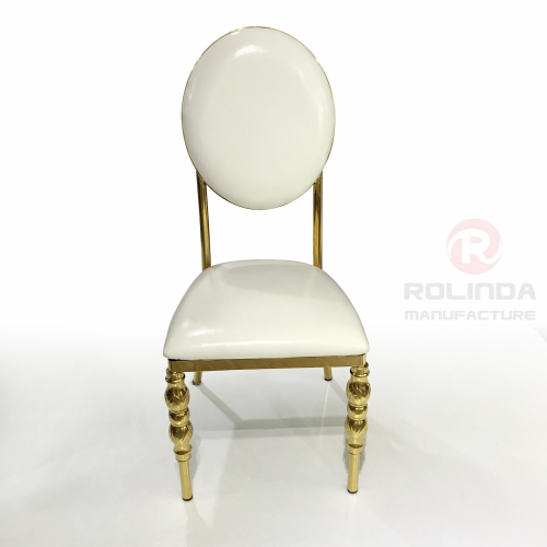 Gold Stainless Steel Frame with White Faux Leather chair