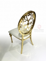Wholesale Royal Design Gold Wedding Stainless Steel Dining Chair with Back Pattern