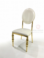 Gold Stainless Steel Frame with White Faux Leather chair