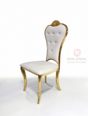 White cushion material, gold stainless steel frame, European style palace chair