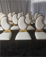 Wholesale Gold Stainless Steel Moon Design Leather Seat Wedding Chair