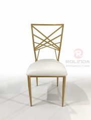 New Rental Wedding Stainless Steel Restaurant Chair X Back Dining Chair for Hotel Restaurant