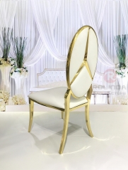 White European Mercedes Benz pattern backrest cushion, gold stainless steel bracket Chair