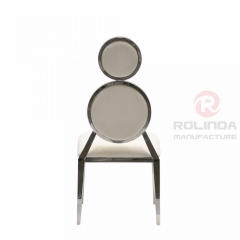 Grey double circular backrest European style banquet hall living room chair stainless steel