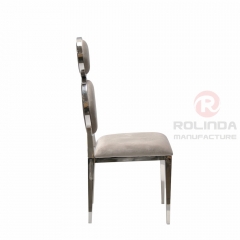 Grey double circular backrest European style banquet hall living room chair stainless steel
