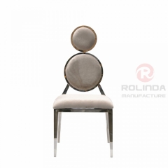 Grey double circular backrest European style banquet hall living room chair stainless steel