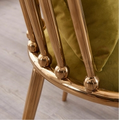 Nordic style bamboo shaped backrest gold stainless steel green Leatherbanquet hall chair