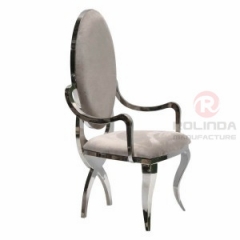 Round backrest with raised stainless steel banquet hall chairs, European style royal style chairs