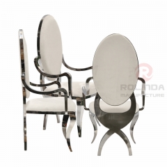 Round backrest with raised stainless steel banquet hall chairs, European style royal style chairs