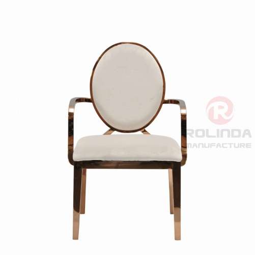 Round backrest widened stainless steel banquet hall chair