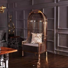 Luxury noble stainless steel chairs in the shape of European bird cages