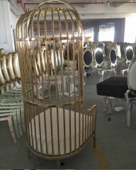 Luxury noble stainless steel chairs in the shape of European bird cages