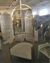 Luxury noble stainless steel chairs in the shape of European bird cages