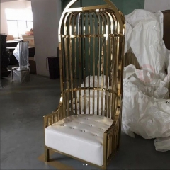 Luxury noble stainless steel chairs in the shape of European bird cages