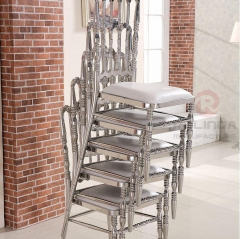Gold and Silver European Style High Back Stainless Steel Chairs with Cushion